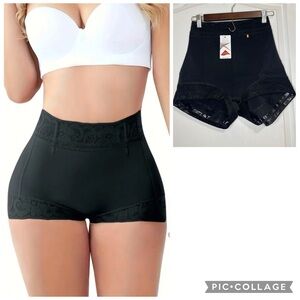 Lycra Colombian Women's Black Lace Trim High-Waisted Shorts size XL